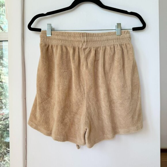 DONNI Terry Shorts Henley Boxer Drawstring Pull On Long Sweat Latte Brown Small - Picture 4 of 6